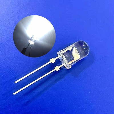 Φως προειδοποίησης κυκλοφορίας LED 5mm 45deg Λευκό χρώμα 9000K 22000mcd Διαυγές φακό με πώμα