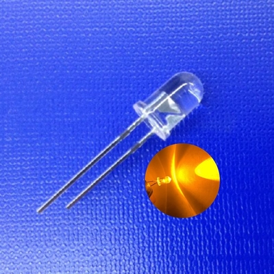 5mm LED Κίτρινο χρώμα 590nm 10000mcd Διαφανές στρογγυλό κεφάλι για το φως προειδοποίησης κυκλοφορίας