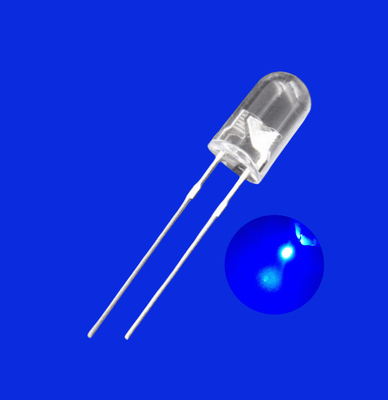 0.5W 5mm LED Δίοδος εκπομπής φωτός 520-530nm Γαλάζιο χρώμα 25000mcd Διαυγές φακό για φωτισμό δεικτών
